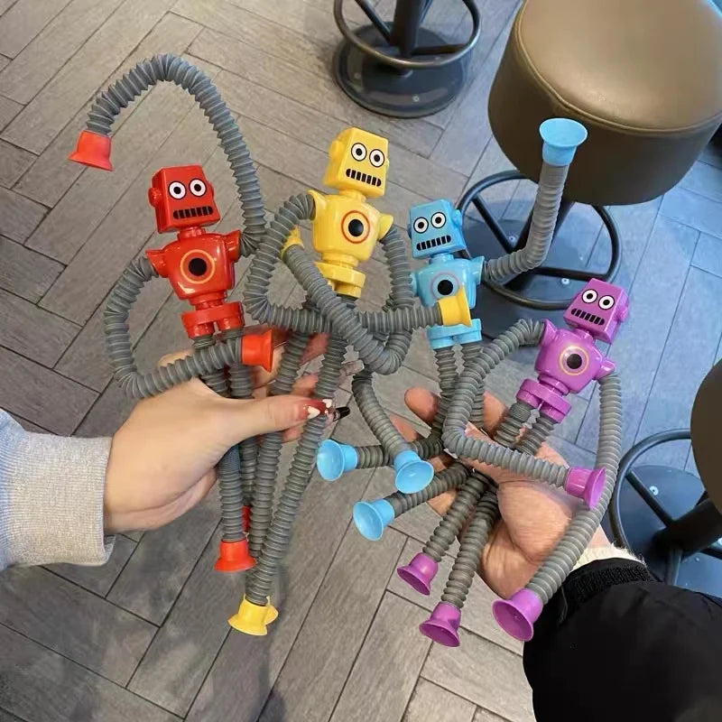 Pop Tubes Suction Cup Robot Toys Stress Relief Telescopic Robot Sensory Toys Bulk Gift for Kids Boys Girls 4/16PCS