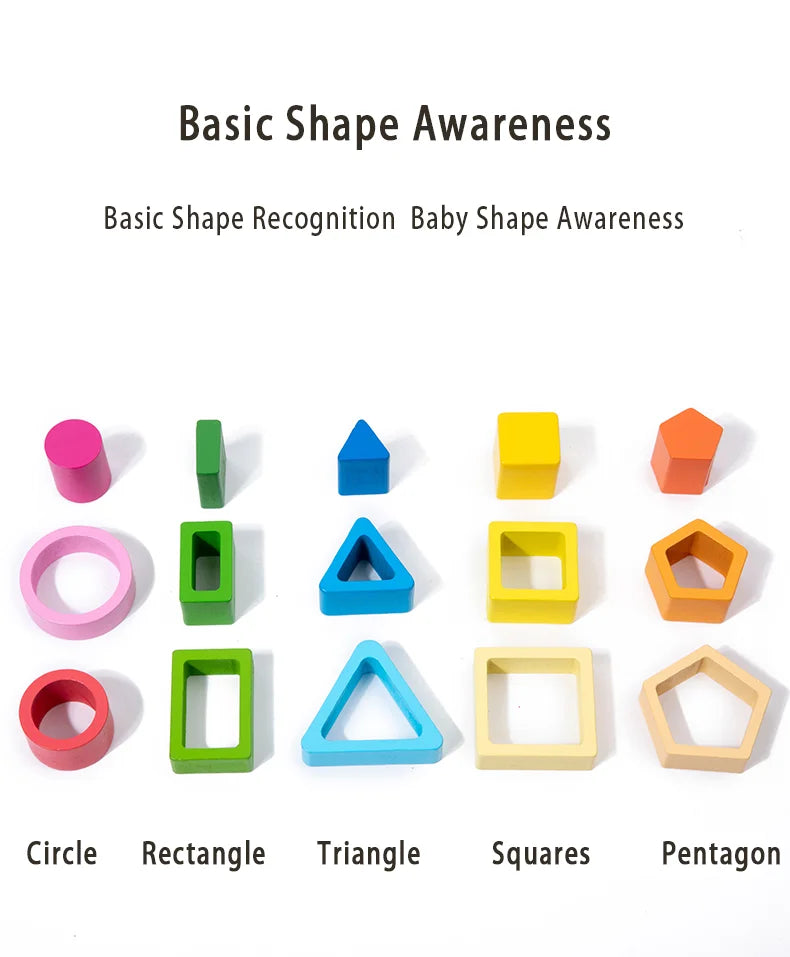 Baby intelligence development blocks, wooden early education matching toys, color, shape cognition, Montessori education