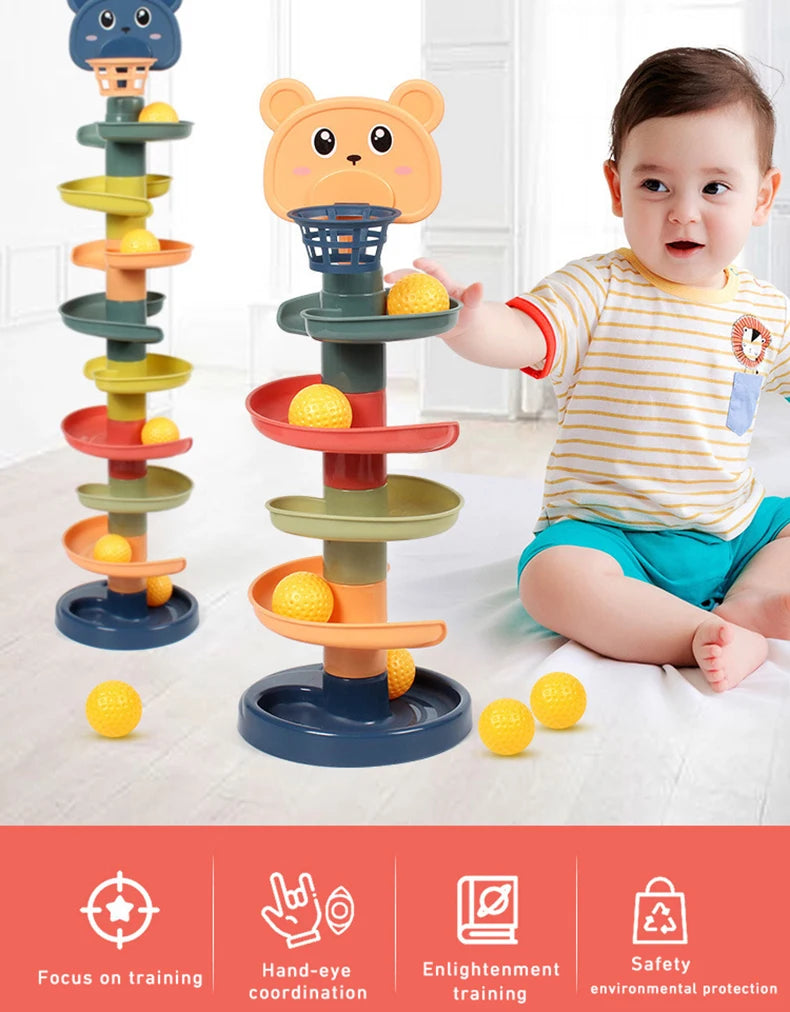 Baby Sensory Toy 0 12 24 36 Months Track Rolling Ball Push Pop Sliding Ball Early Education Toys Games Children
