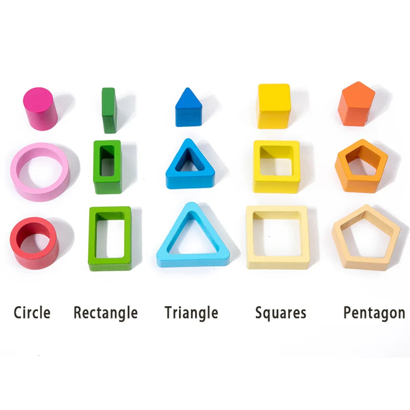 Baby intelligence development blocks, wooden early education matching toys, color, shape cognition, Montessori education