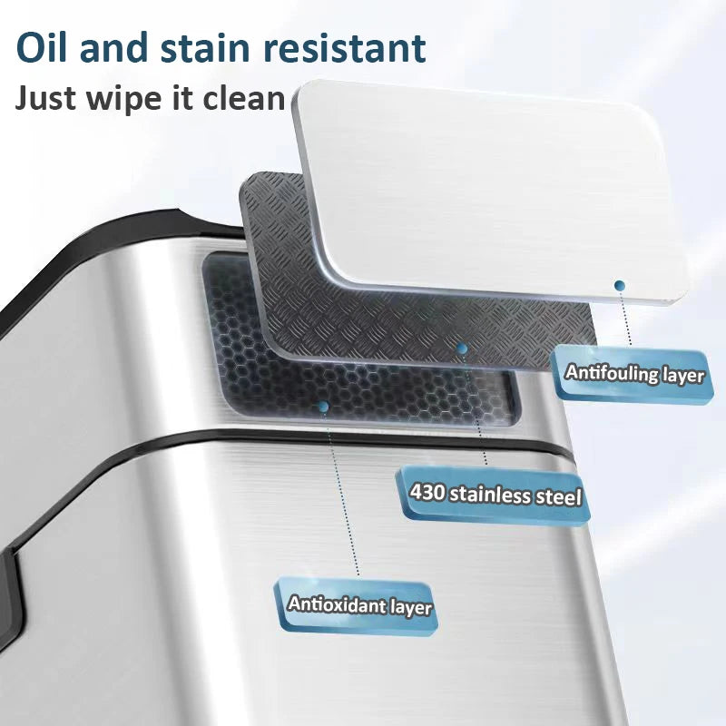 Automatic Stainless Steel Sensor Wastebasket 20-liter Trash Can Stainless Steel Large Kitchen Garbage Can Smart Trash Can 20l 15l