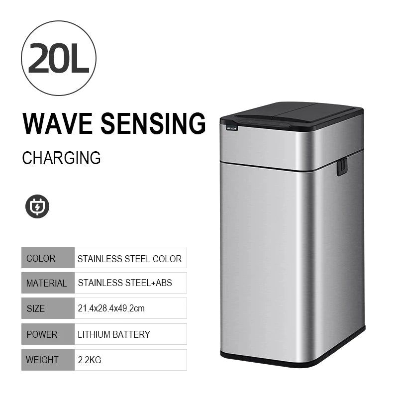 Automatic Stainless Steel Sensor Wastebasket 20-liter Trash Can Stainless Steel Large Kitchen Garbage Can Smart Trash Can 20l 15l