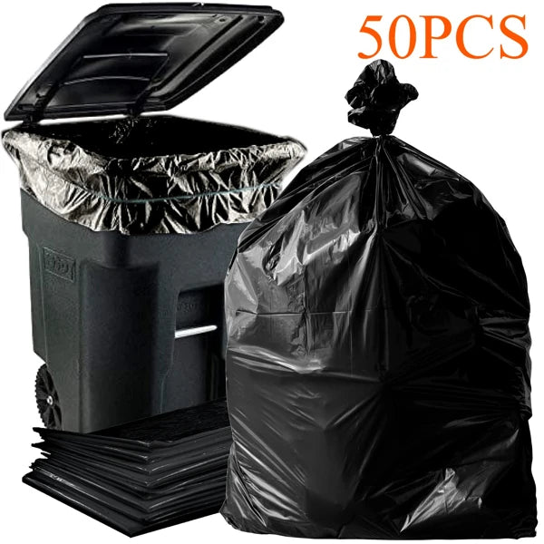 50 gallon black garbage bag, suitable for disposable garbage bags Plastic bags for cleaning 50PCS 39.4in * 47.2in,1.9MIL thick