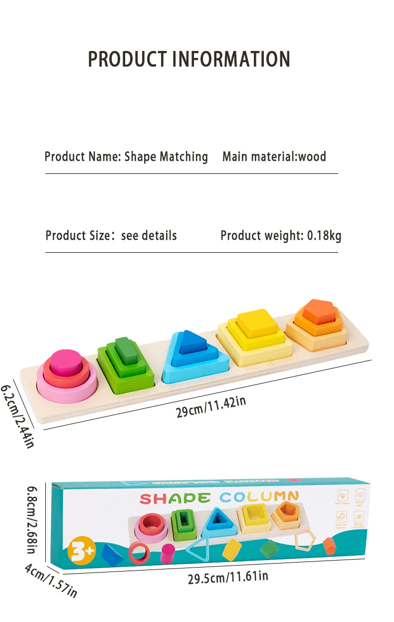 Baby intelligence development blocks, wooden early education matching toys, color, shape cognition, Montessori education