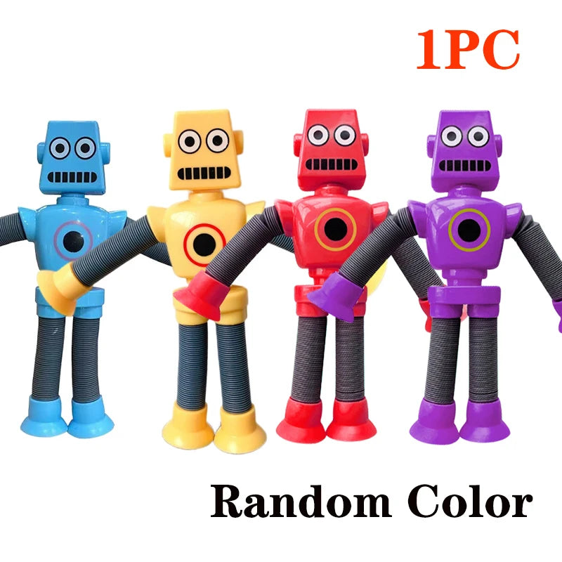 Pop Tubes Suction Cup Robot Toys Stress Relief Telescopic Robot Sensory Toys Bulk Gift for Kids Boys Girls 4/16PCS