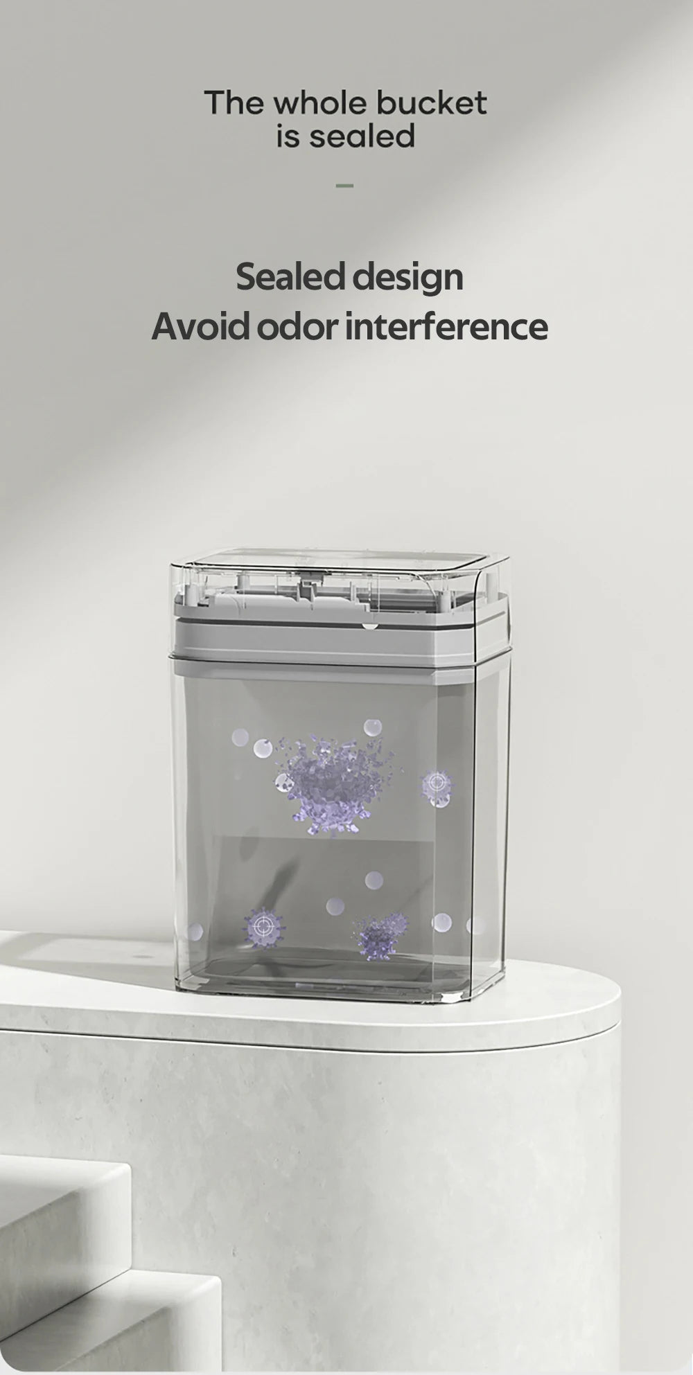 Automatic Trash Bin Smart Sensor Trash Bathroom Anti odor For Toilet White Electric Wastebasket 12/16L