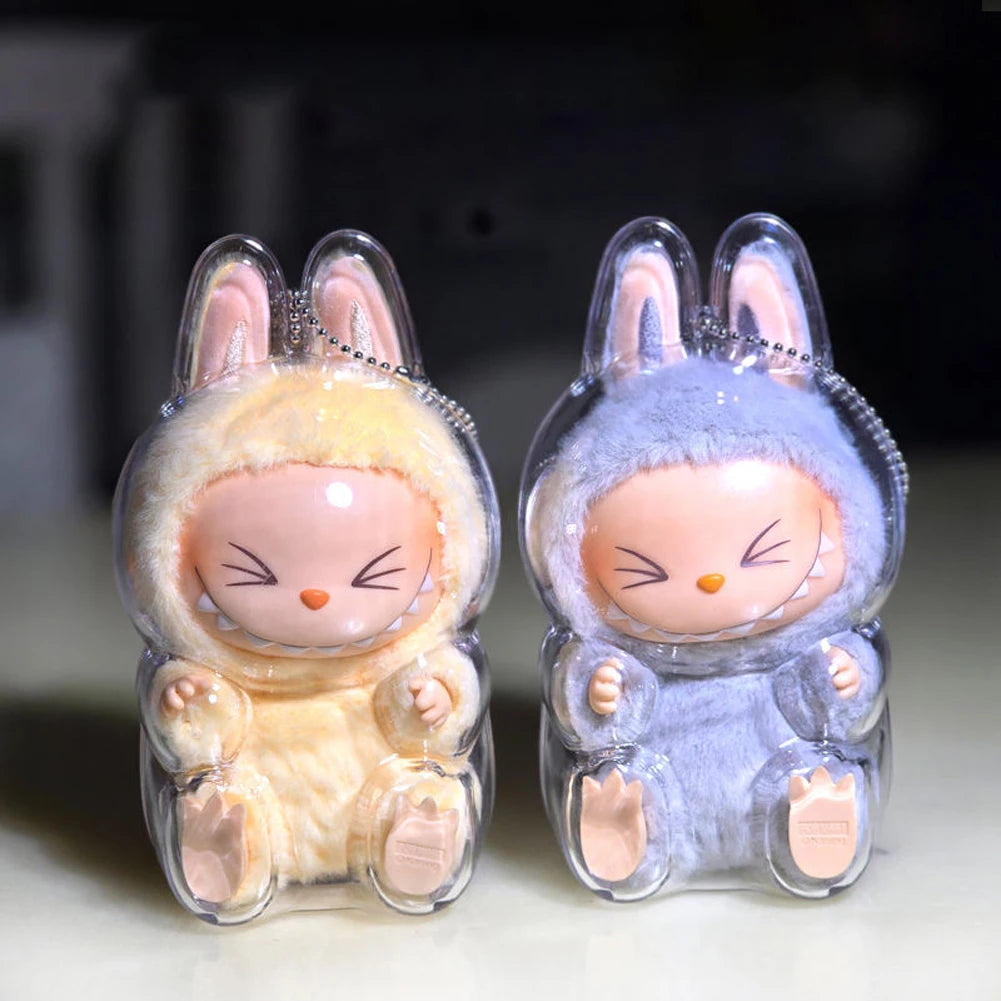 2025 Labubu Transparent Macaron Case Dustproof Protective Cover Popmart Bubble Mart Vinyl Doll Storage Box Monster Toy Accessory