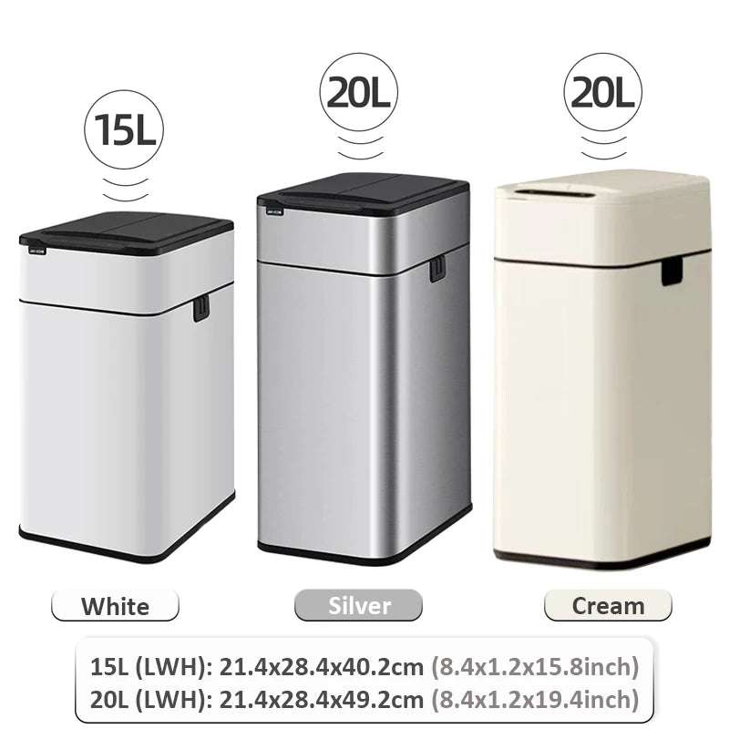 Automatic Stainless Steel Sensor Wastebasket 20-liter Trash Can Stainless Steel Large Kitchen Garbage Can Smart Trash Can 20l 15l