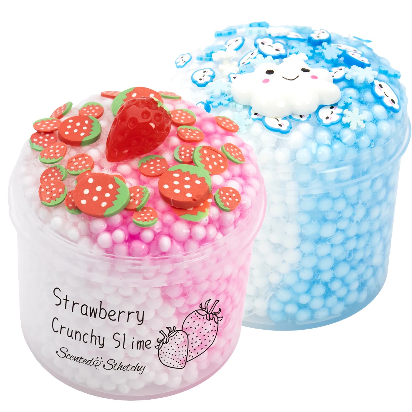 Pack Strawberry Cloud Crunchy Fluffy Slime kit Foam Ball Fruit Sprinkles Slime for Girl and Boys Birthday Gifts Party Favor 70ml