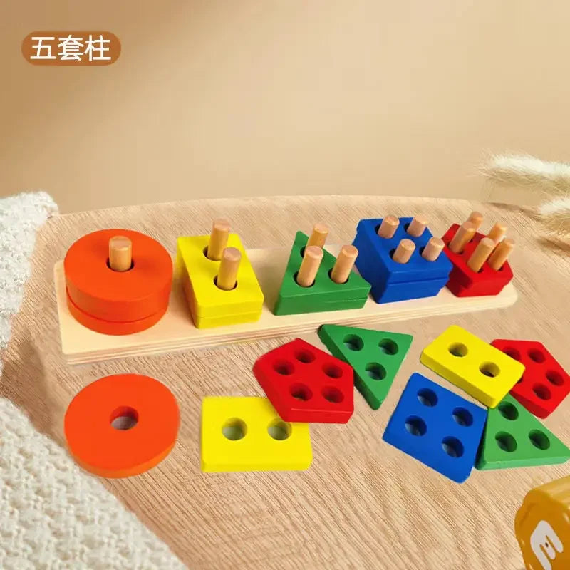 Wooden Matching Sorting Stacking Toys Puzzle for Toddlers and Kids Preschool Fine Motor Skill Toy for 1 Years