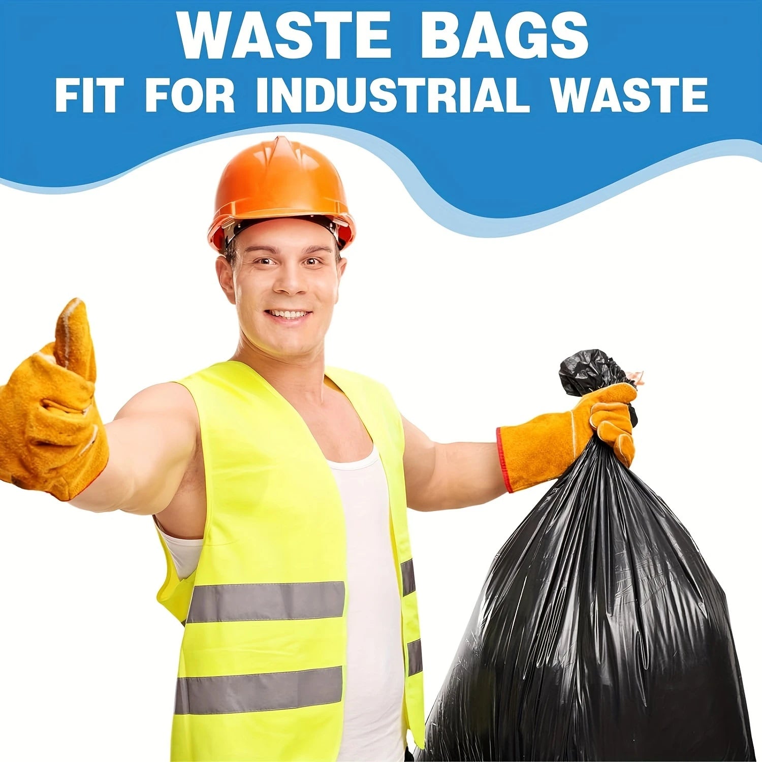 50 gallon black garbage bag, suitable for disposable garbage bags Plastic bags for cleaning 50PCS 39.4in * 47.2in,1.9MIL thick