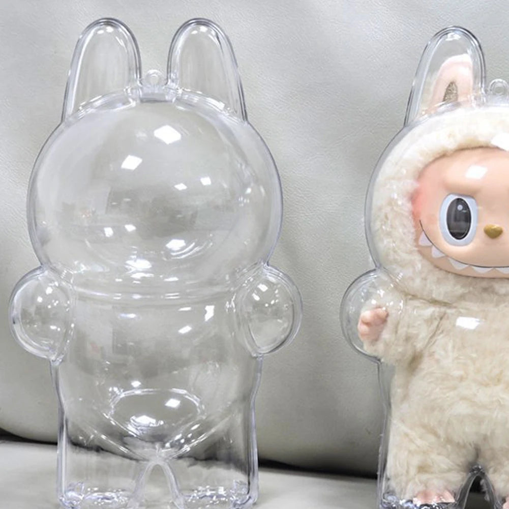 2025 Labubu Transparent Macaron Case Dustproof Protective Cover Popmart Bubble Mart Vinyl Doll Storage Box Monster Toy Accessory