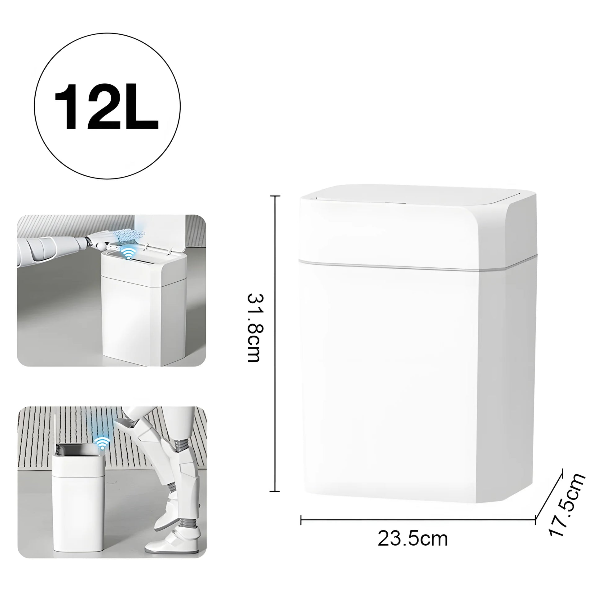 Automatic Trash Bin Smart Sensor Trash Bathroom Anti odor For Toilet White Electric Wastebasket 12/16L
