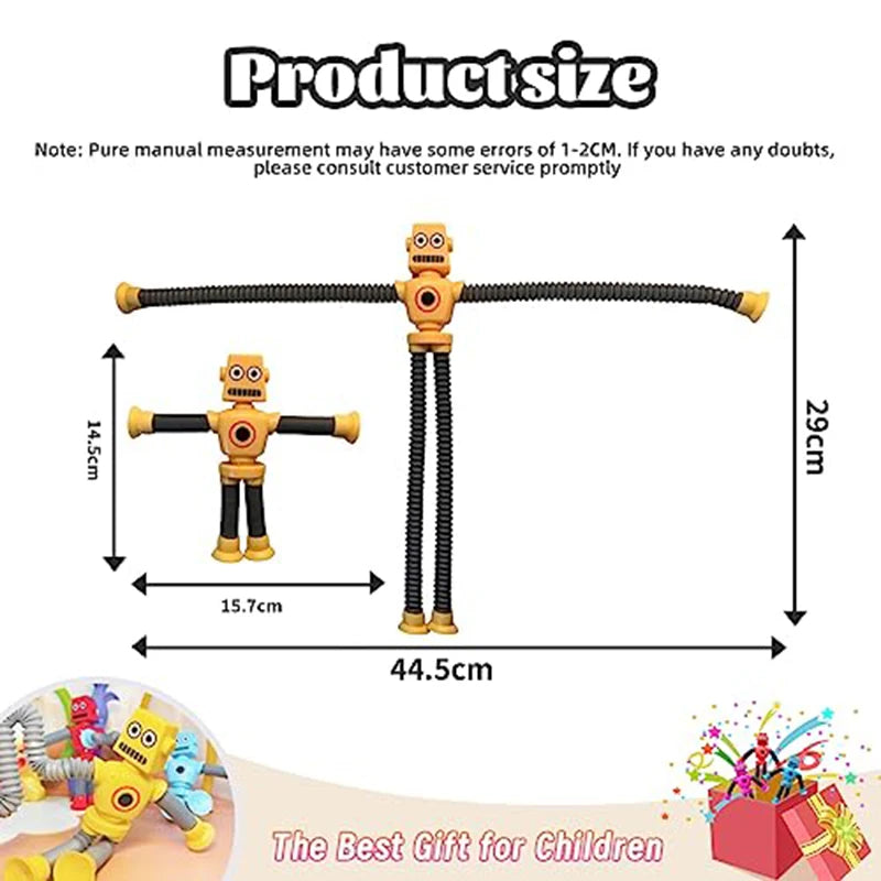 Pop Tubes Suction Cup Robot Toys Stress Relief Telescopic Robot Sensory Toys Bulk Gift for Kids Boys Girls 4/16PCS