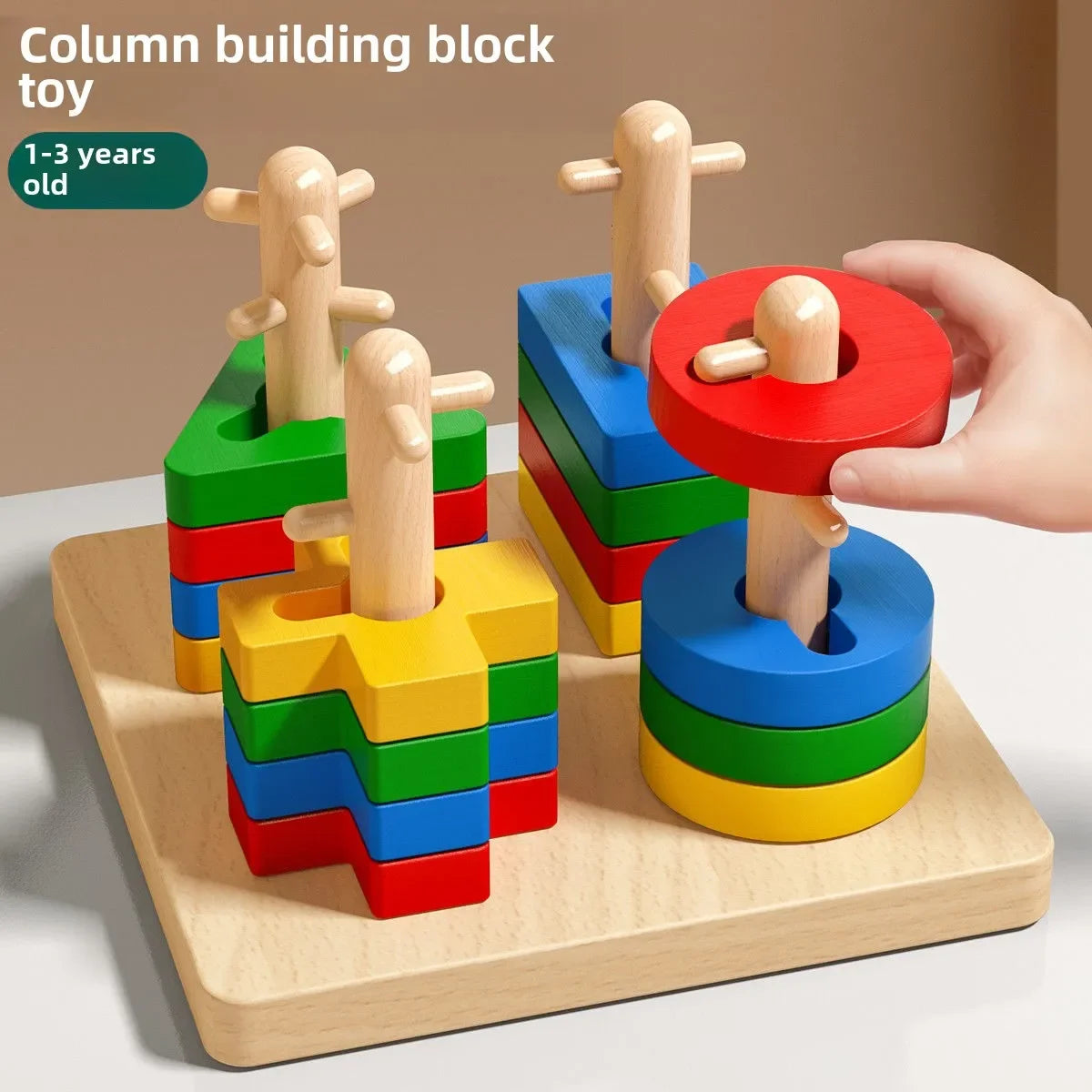 Wooden Matching Sorting Stacking Toys Puzzle for Toddlers and Kids Preschool Fine Motor Skill Toy for 1 Years