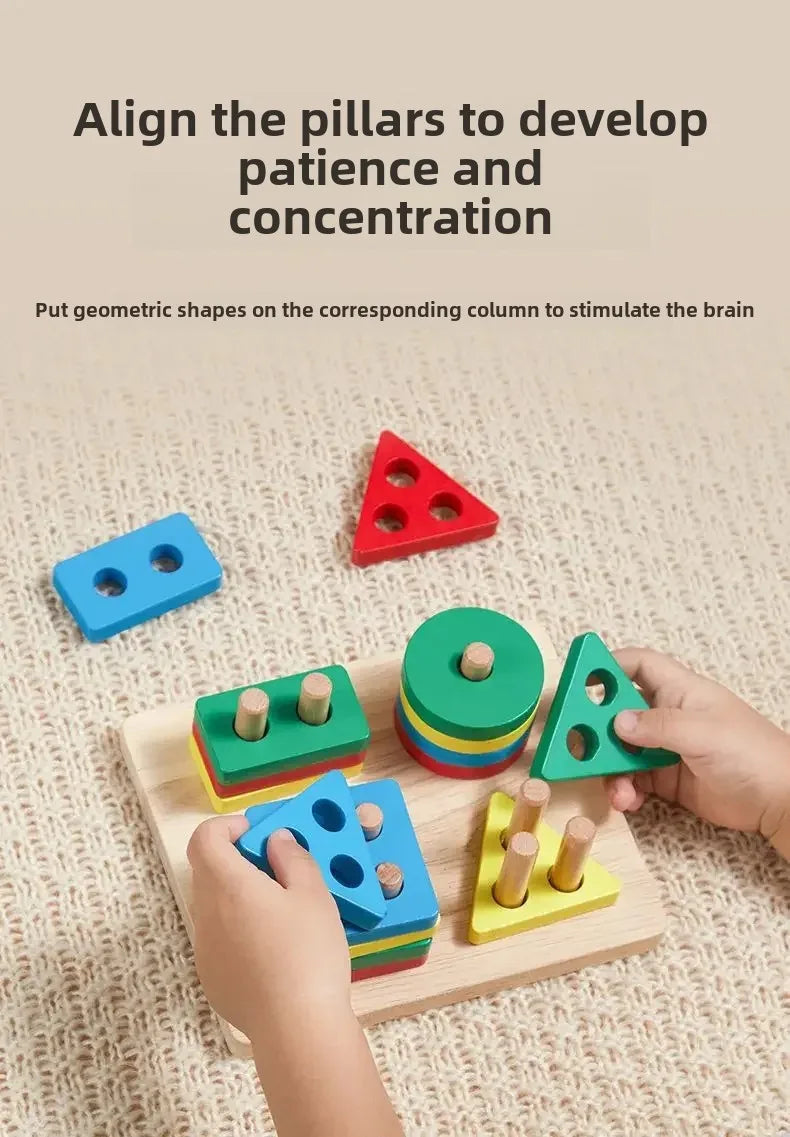 Wooden Matching Sorting Stacking Toys Puzzle for Toddlers and Kids Preschool Fine Motor Skill Toy for 1 Years