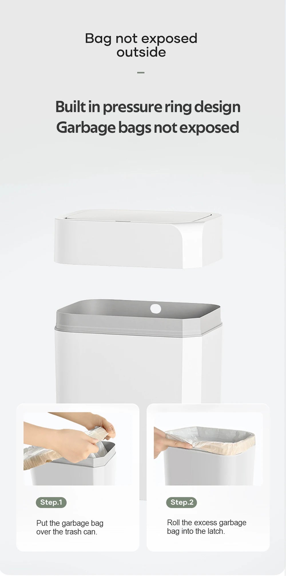 Automatic Trash Bin Smart Sensor Trash Bathroom Anti odor For Toilet White Electric Wastebasket 12/16L