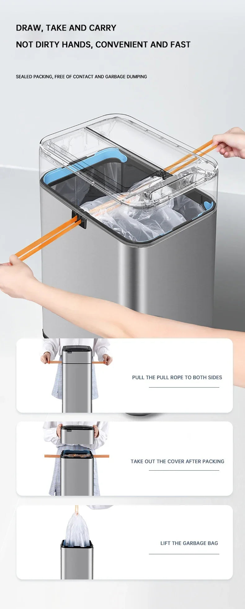 Automatic Stainless Steel Sensor Wastebasket 20-liter Trash Can Stainless Steel Large Kitchen Garbage Can Smart Trash Can 20l 15l