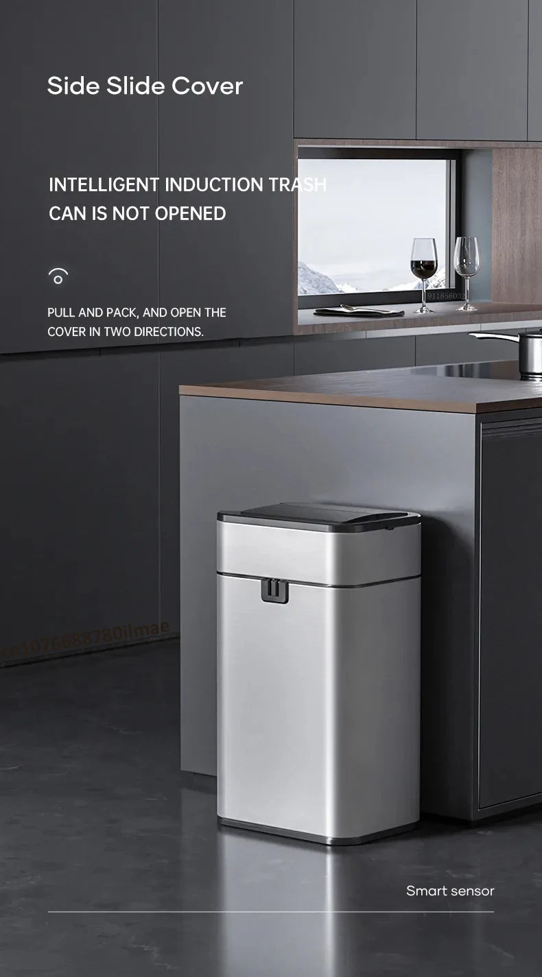 Automatic Stainless Steel Sensor Wastebasket 20-liter Trash Can Stainless Steel Large Kitchen Garbage Can Smart Trash Can 20l 15l