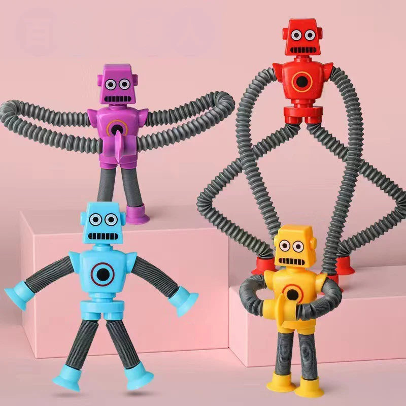 Pop Tubes Suction Cup Robot Toys Stress Relief Telescopic Robot Sensory Toys Bulk Gift for Kids Boys Girls 4/16PCS