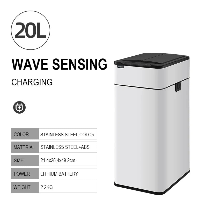 Automatic Stainless Steel Sensor Wastebasket 20-liter Trash Can Stainless Steel Large Kitchen Garbage Can Smart Trash Can 20l 15l