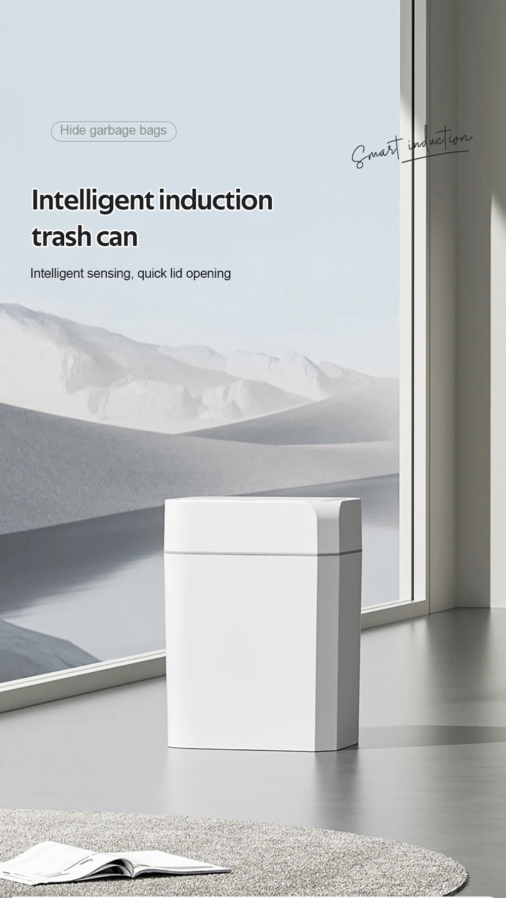 Automatic Trash Bin Smart Sensor Trash Bathroom Anti odor For Toilet White Electric Wastebasket 12/16L