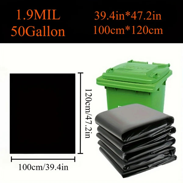 50 gallon black garbage bag, suitable for disposable garbage bags Plastic bags for cleaning 50PCS 39.4in * 47.2in,1.9MIL thick