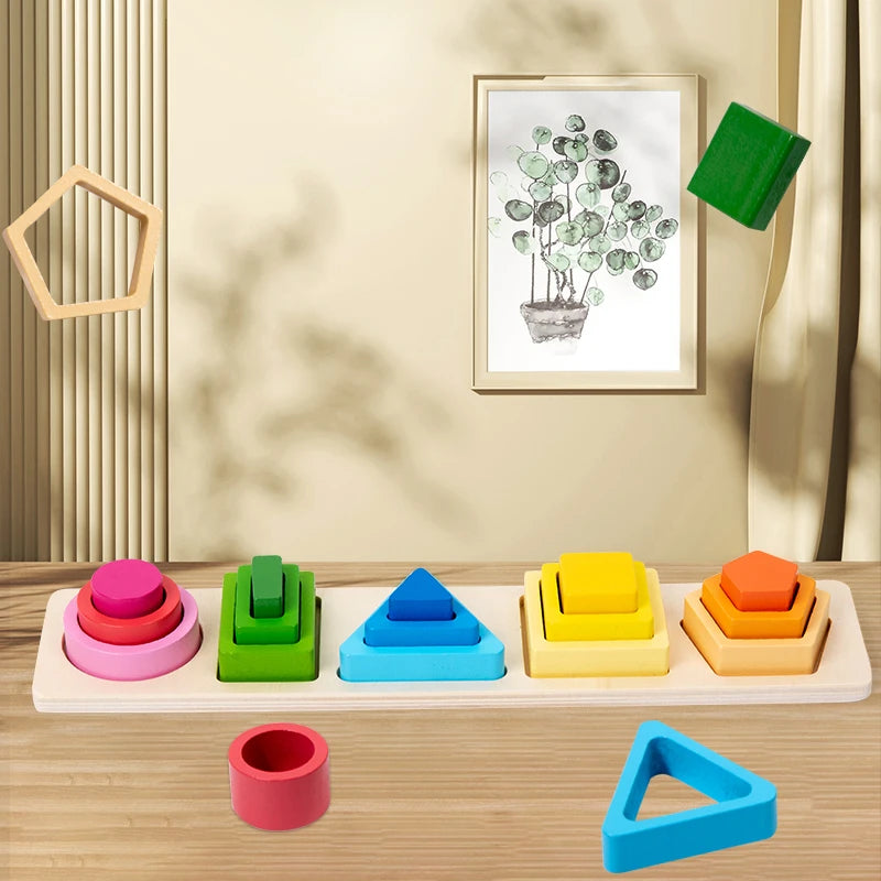 Baby intelligence development blocks, wooden early education matching toys, color, shape cognition, Montessori education