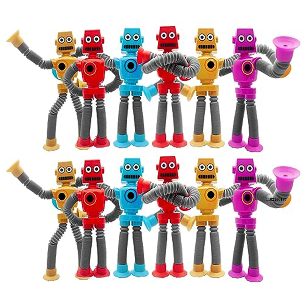 Pop Tubes Suction Cup Robot Toys Stress Relief Telescopic Robot Sensory Toys Bulk Gift for Kids Boys Girls 4/16PCS