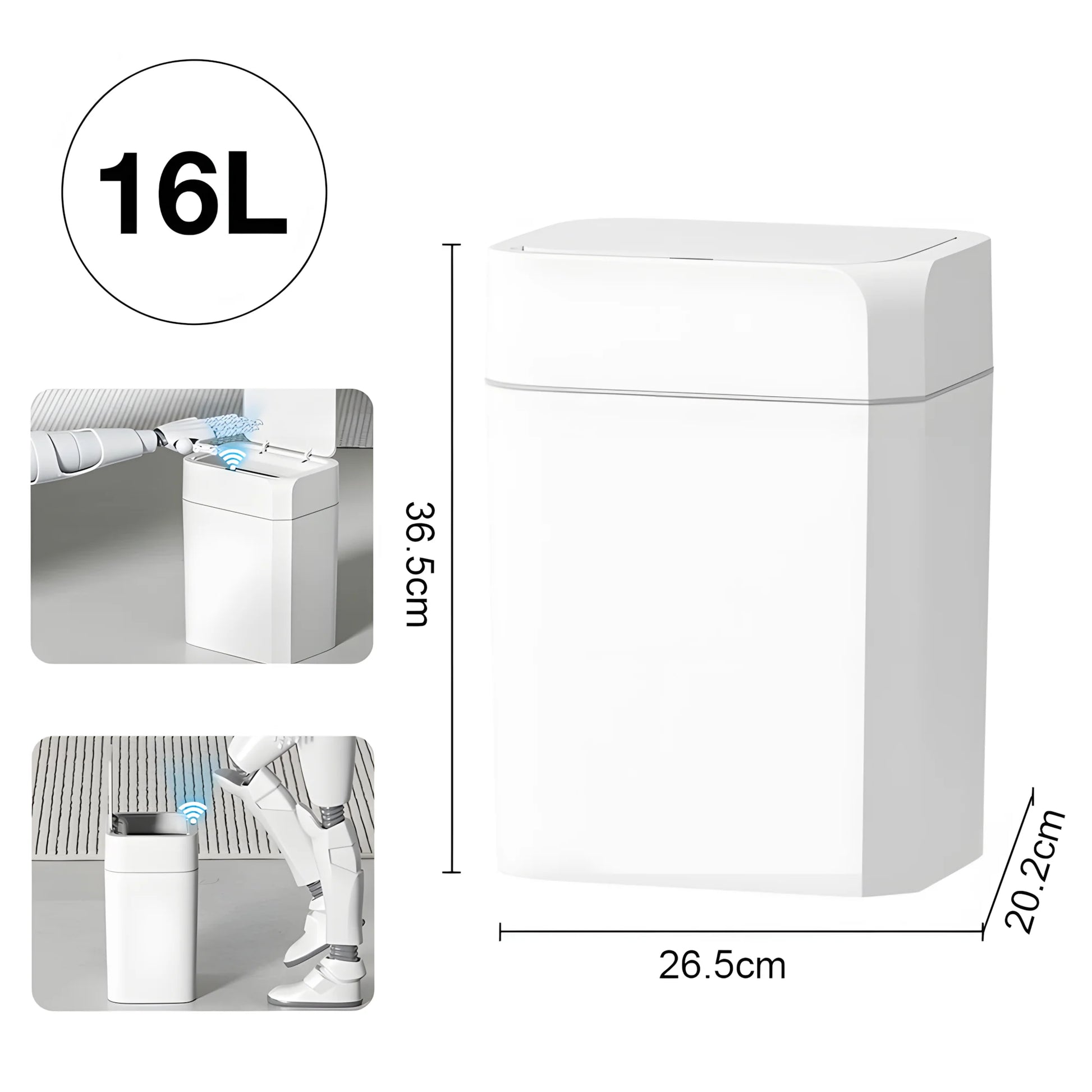 Automatic Trash Bin Smart Sensor Trash Bathroom Anti odor For Toilet White Electric Wastebasket 12/16L