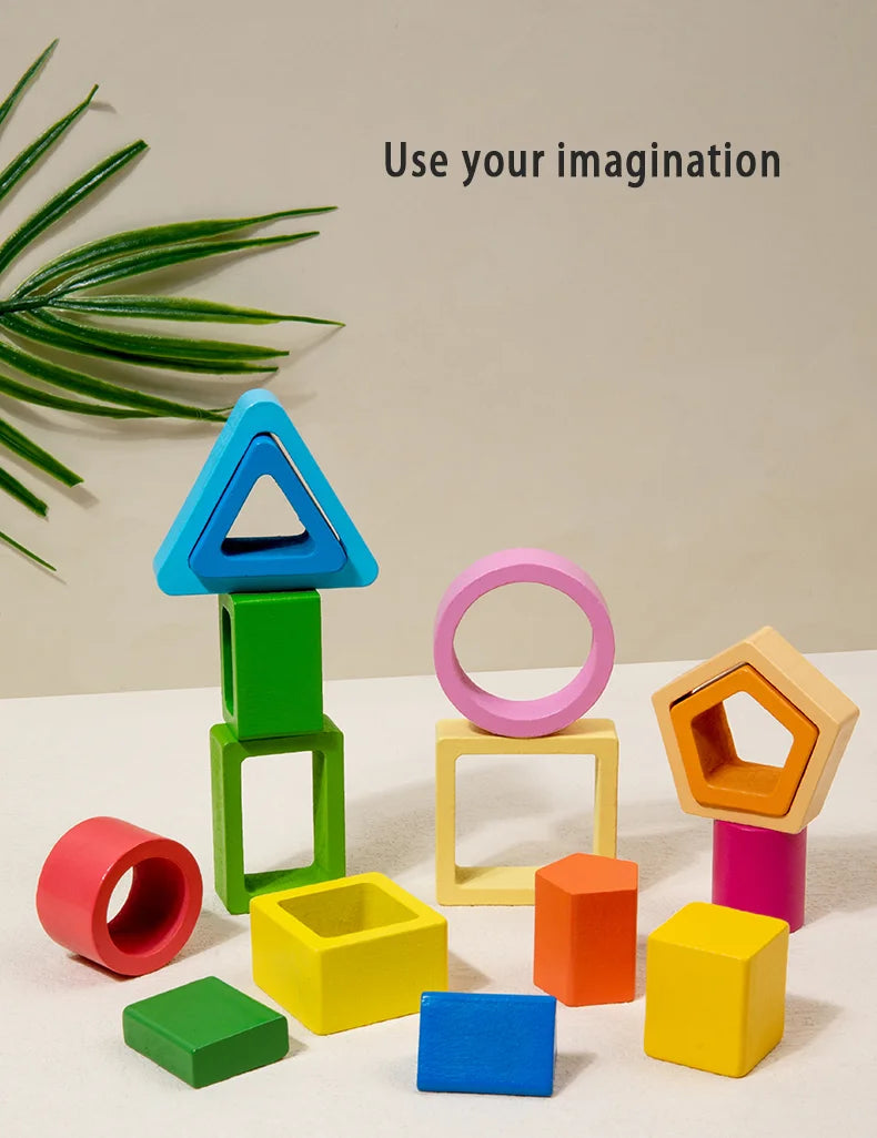 Baby intelligence development blocks, wooden early education matching toys, color, shape cognition, Montessori education