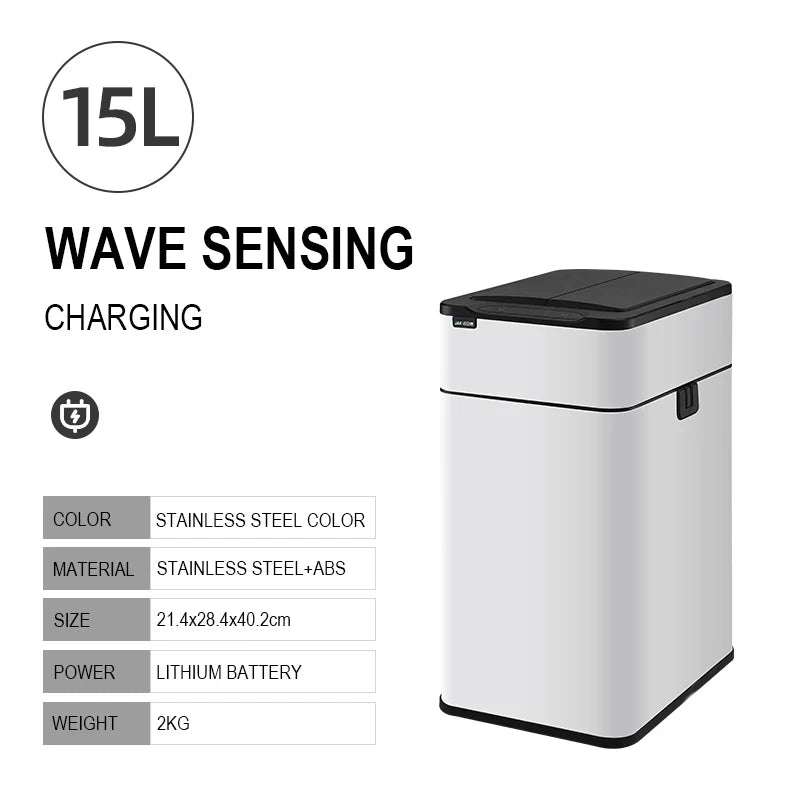 Automatic Stainless Steel Sensor Wastebasket 20-liter Trash Can Stainless Steel Large Kitchen Garbage Can Smart Trash Can 20l 15l