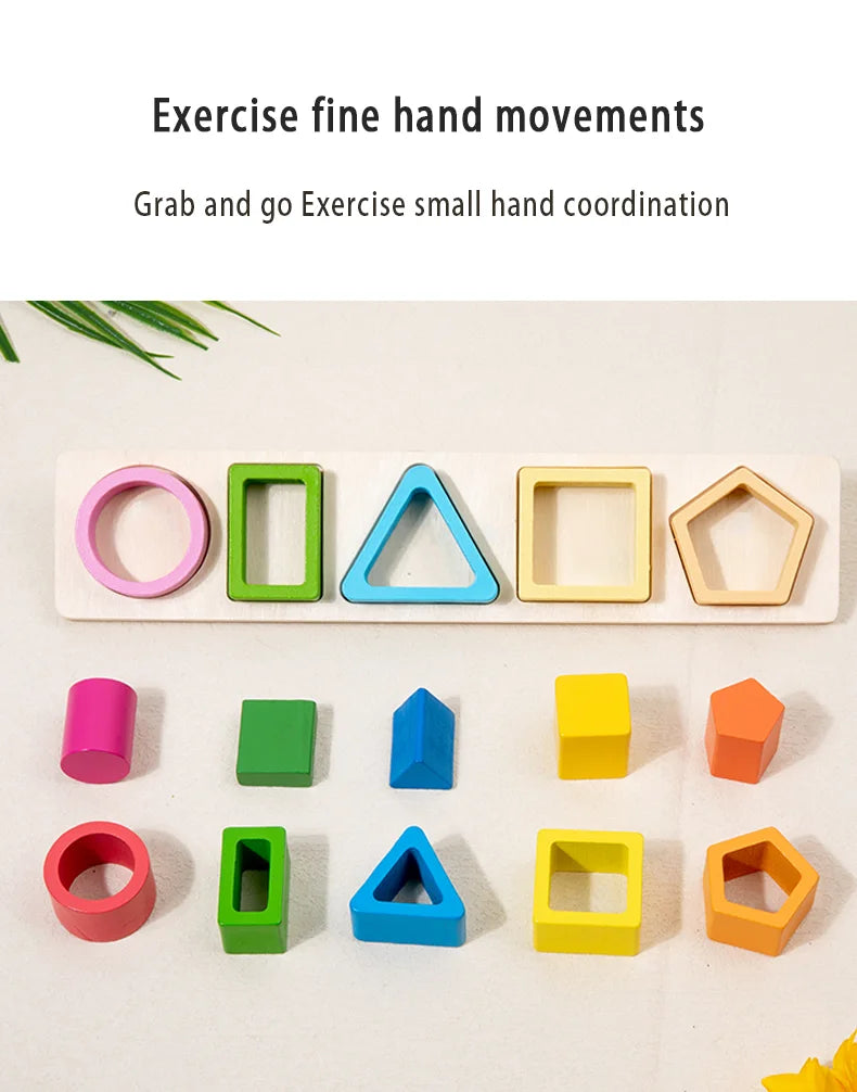 Baby intelligence development blocks, wooden early education matching toys, color, shape cognition, Montessori education