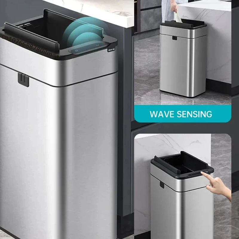 Automatic Stainless Steel Sensor Wastebasket 20-liter Trash Can Stainless Steel Large Kitchen Garbage Can Smart Trash Can 20l 15l