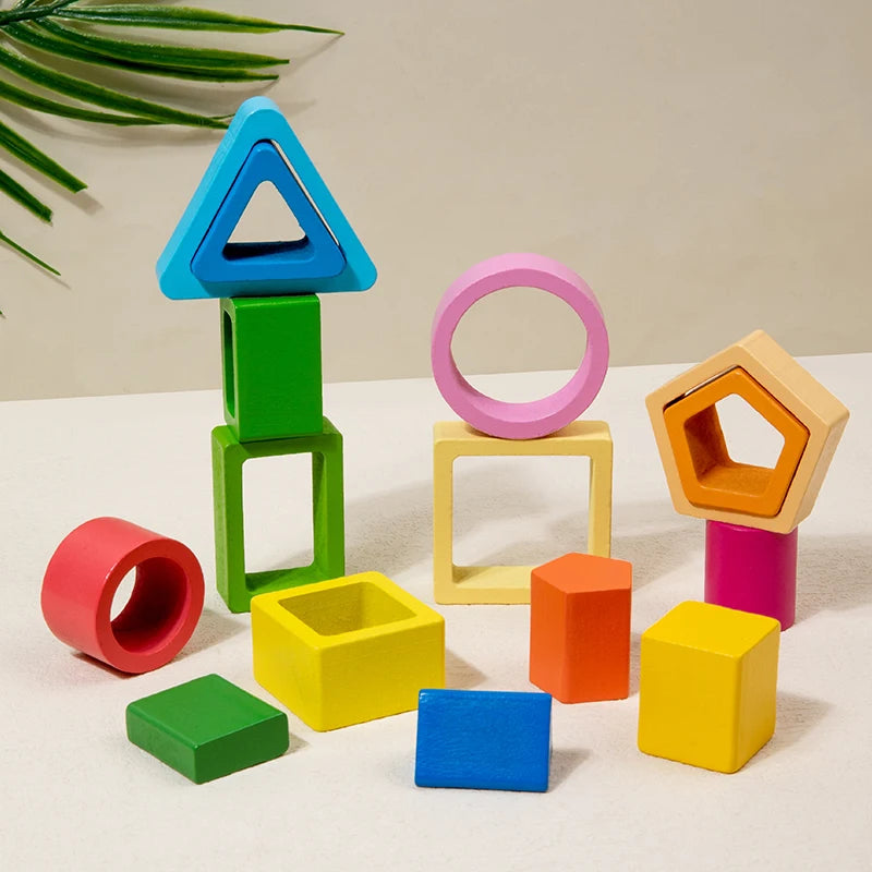 Baby intelligence development blocks, wooden early education matching toys, color, shape cognition, Montessori education