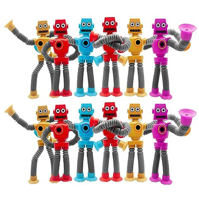 Pop Tubes Suction Cup Robot Toys Stress Relief Telescopic Robot Sensory Toys Bulk Gift for Kids Boys Girls 4/16PCS