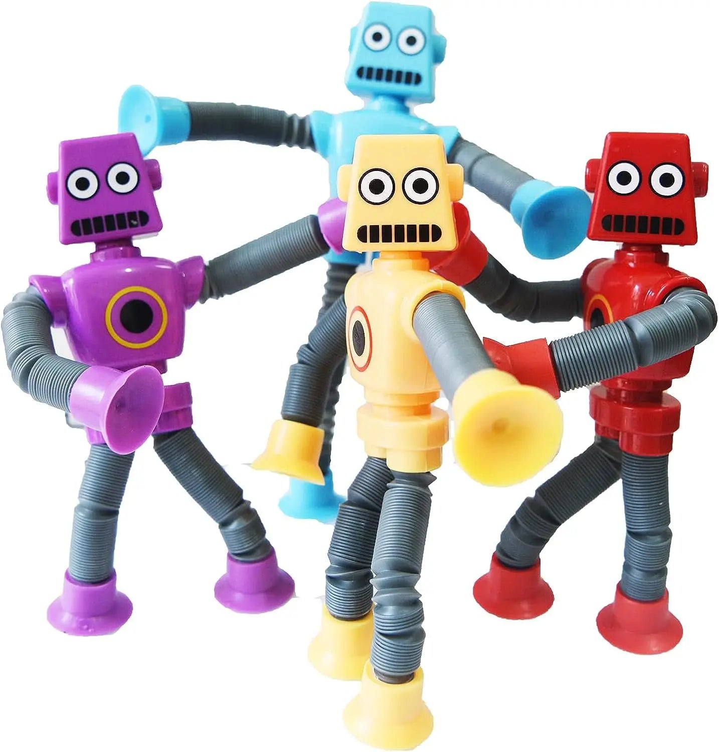 Pop Tubes Suction Cup Robot Toys Stress Relief Telescopic Robot Sensory Toys Bulk Gift for Kids Boys Girls 4/16PCS
