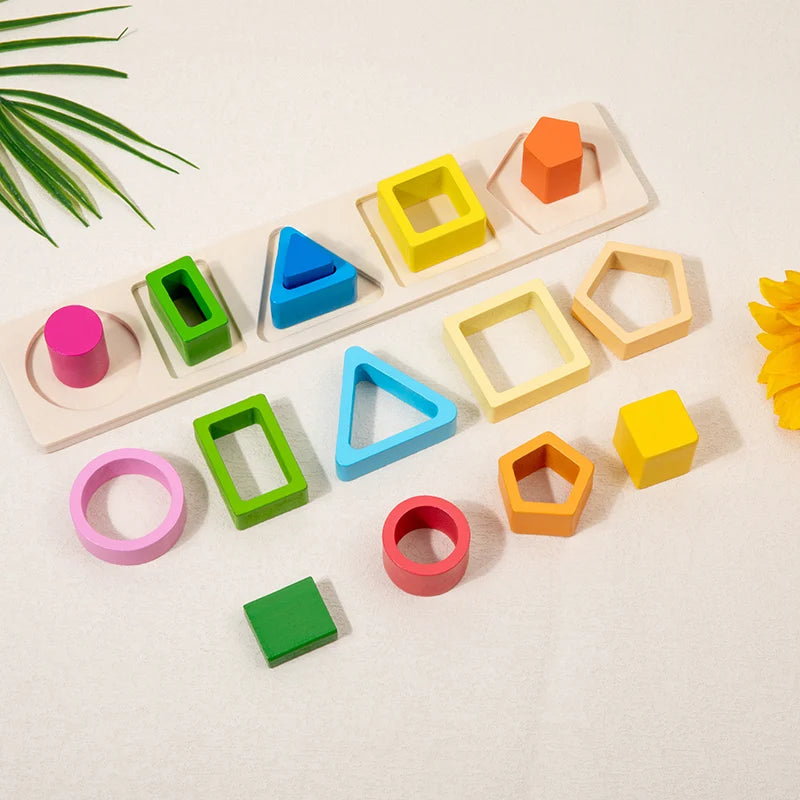 Baby intelligence development blocks, wooden early education matching toys, color, shape cognition, Montessori education