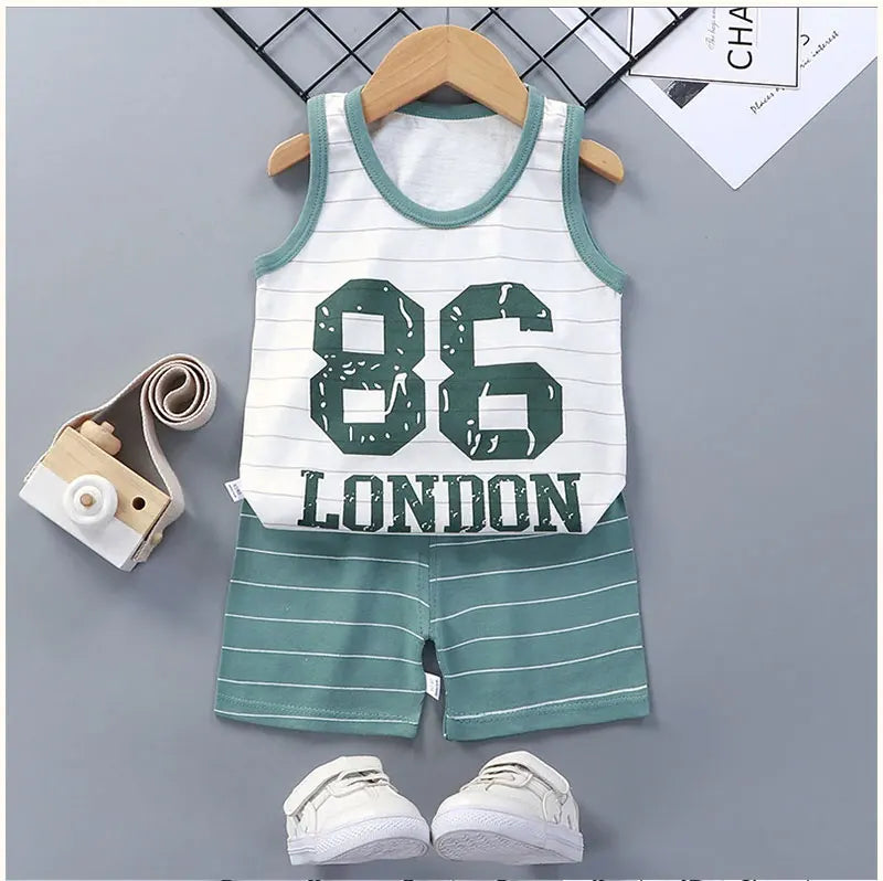 Kids Clothes Boys Girls Vest Suit Children's Clothing baby Cotton T-Shirts Shorts Tank Top Sleeveless