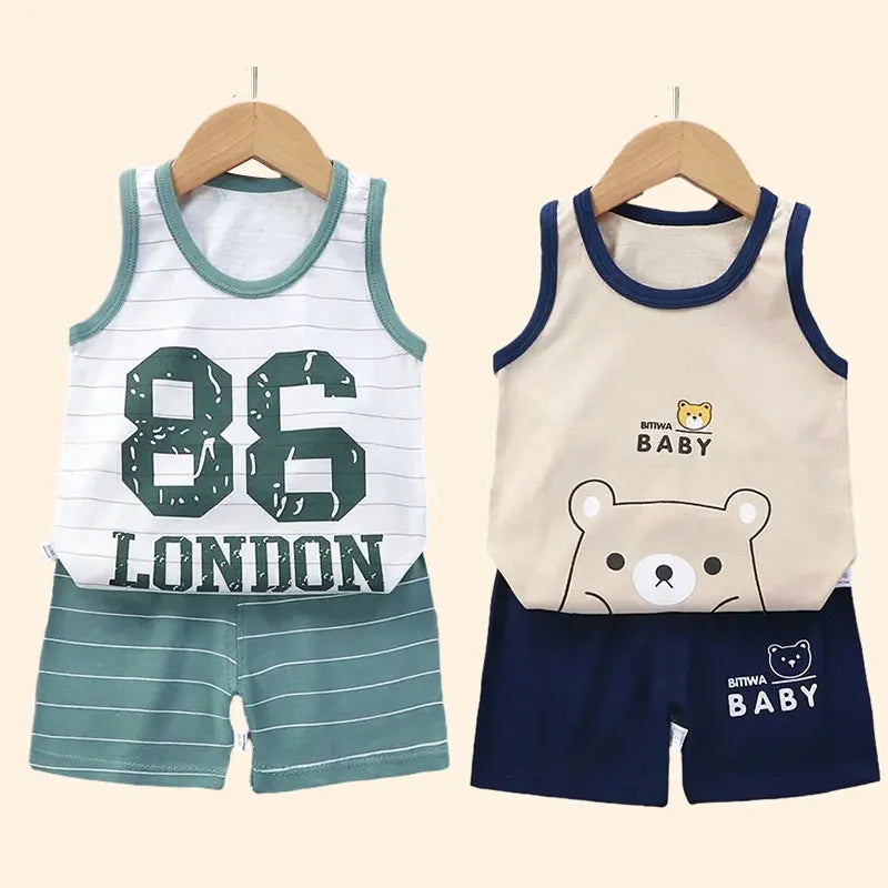 Kids Clothes Boys Girls Vest Suit Children's Clothing baby Cotton T-Shirts Shorts Tank Top Sleeveless