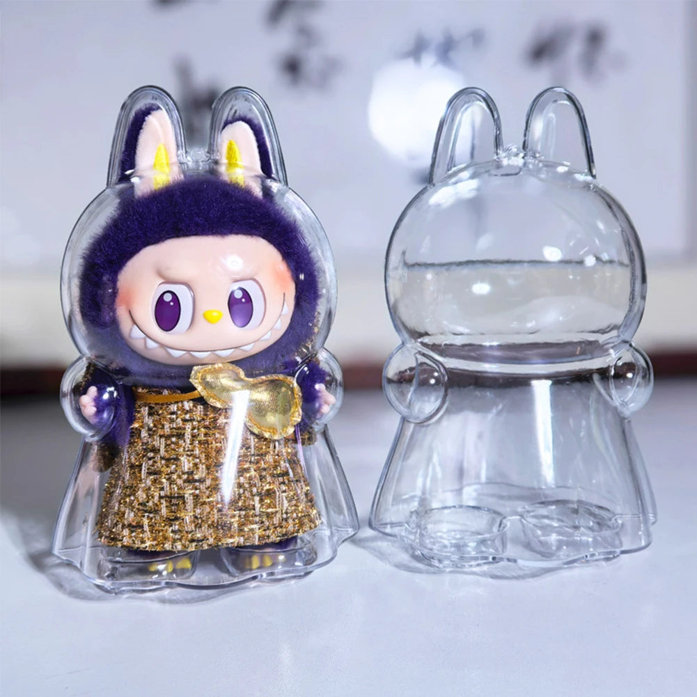 For LABUBU transparent protective case doll dust case protective cover baby clothes wear
