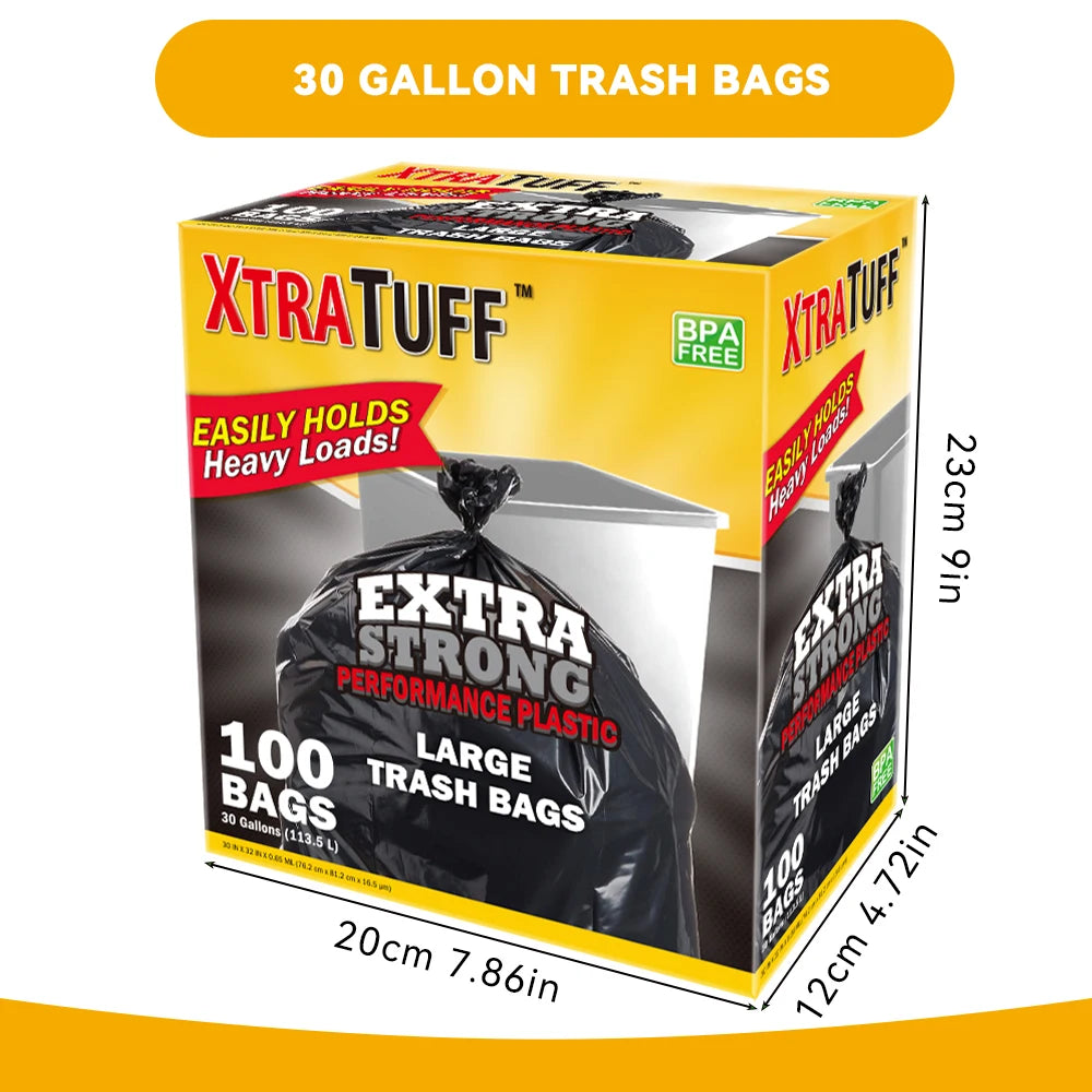 Black Large Trash Bag Garbage Bags Xtratuff Trash Bags 30 Gallon  Heavy Duty 100 Count