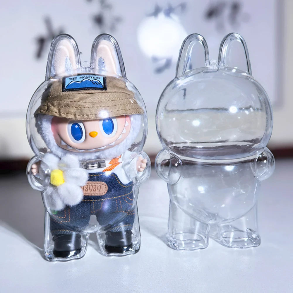 For LABUBU transparent protective case doll dust case protective cover baby clothes wear