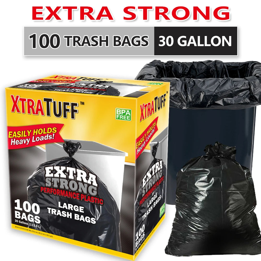 Black Large Trash Bag Garbage Bags Xtratuff Trash Bags 30 Gallon  Heavy Duty 100 Count