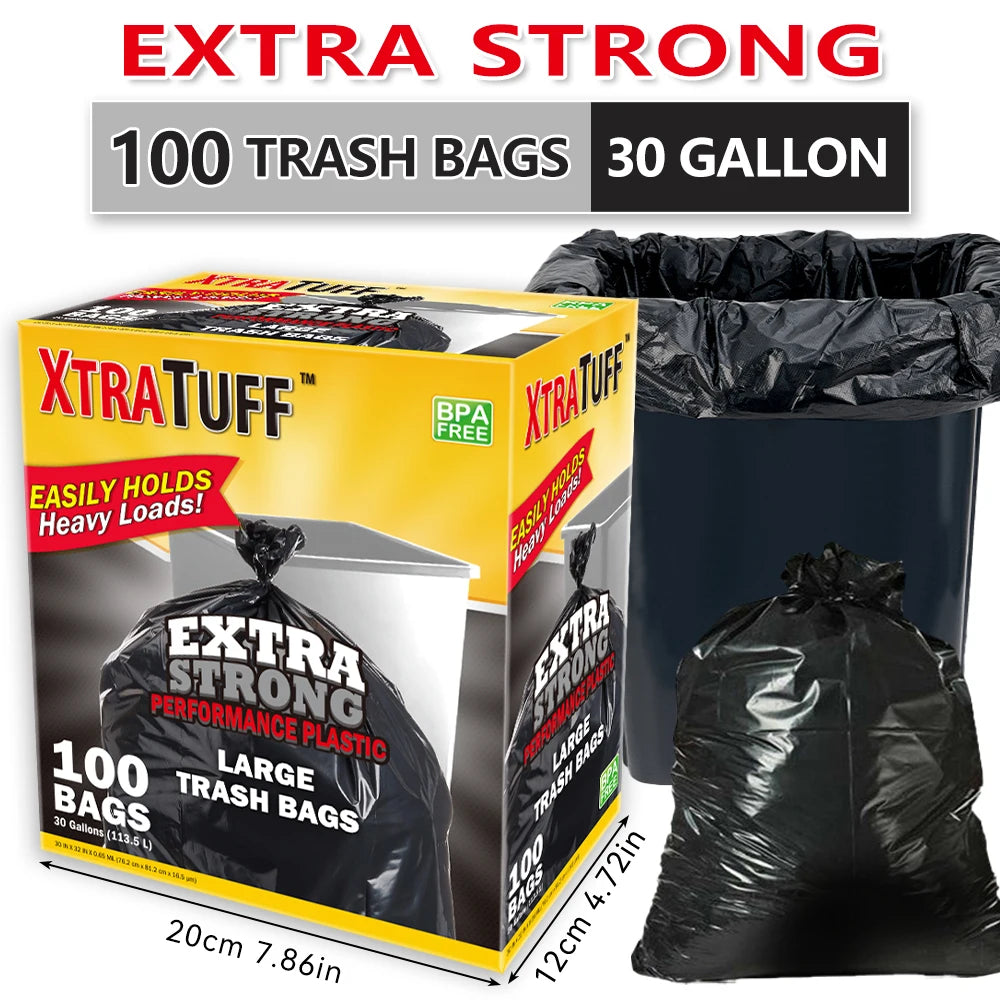 Black Large Trash Bag Garbage Bags Xtratuff Trash Bags 30 Gallon  Heavy Duty 100 Count