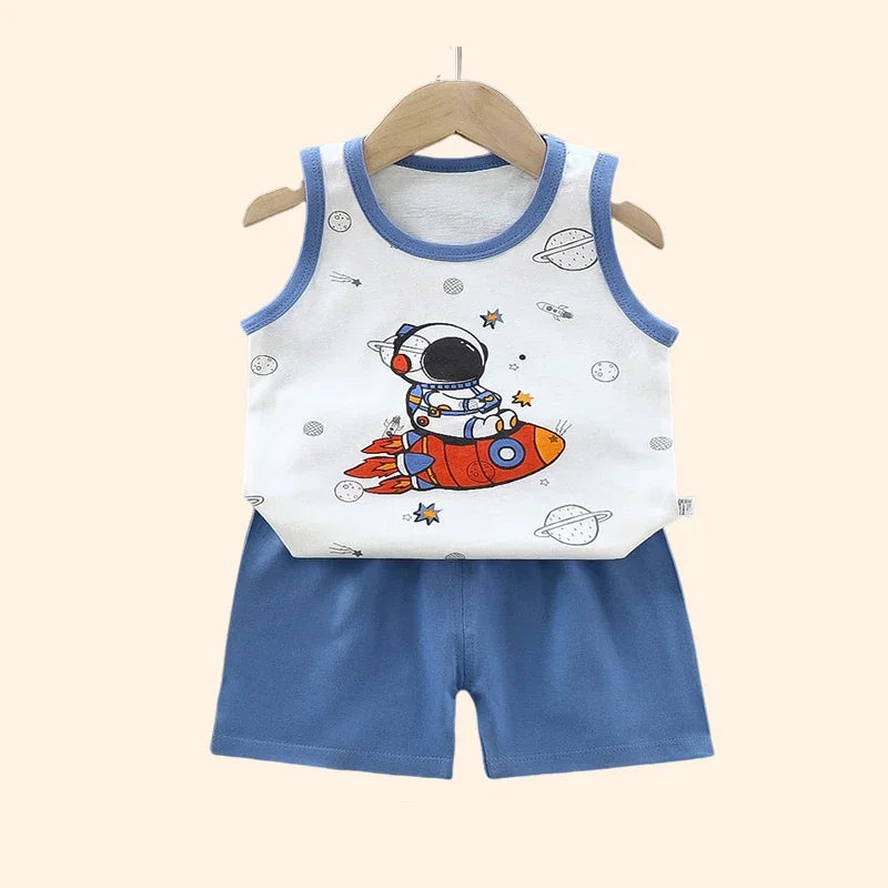 Kids Clothes Boys Girls Vest Suit Children's Clothing baby Cotton T-Shirts Shorts Tank Top Sleeveless