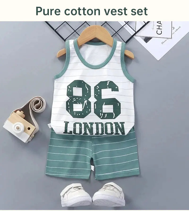 Kids Clothes Boys Girls Vest Suit Children's Clothing baby Cotton T-Shirts Shorts Tank Top Sleeveless
