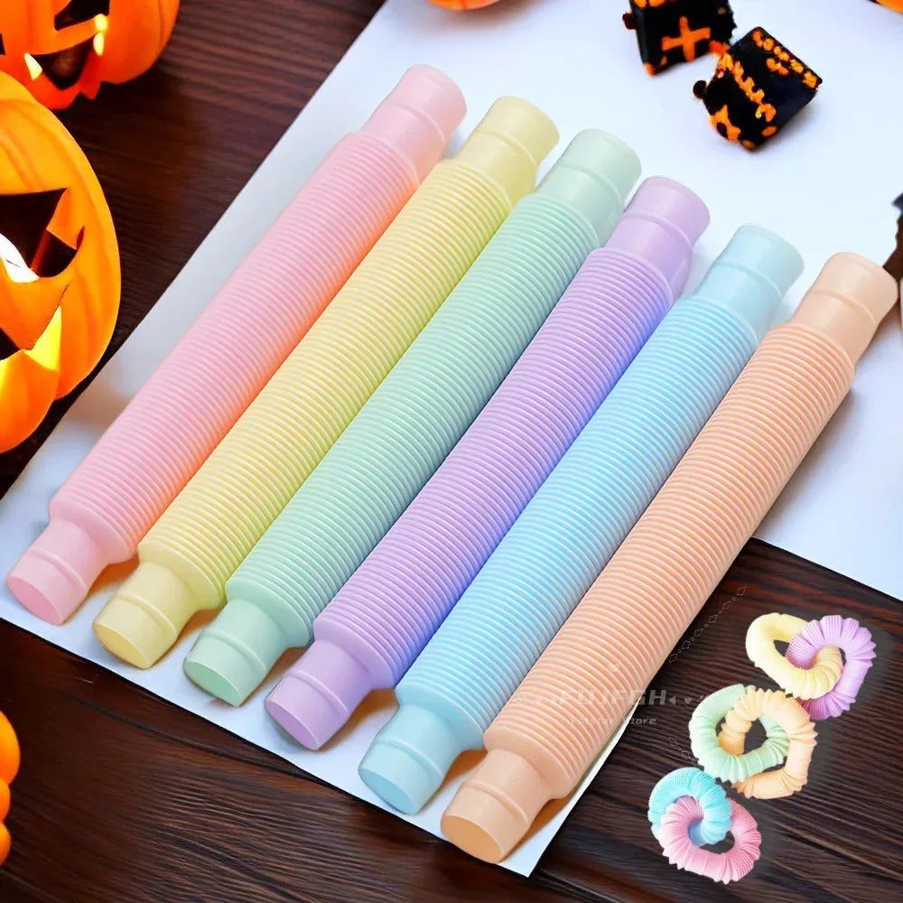 Pop Tubes Sensory Toys Fidget Pop Tube Stress Relief Decompression Finger Toy Telescopic Tube for Kids Teenager Gifts Pack Of 6 Pcs/Pack