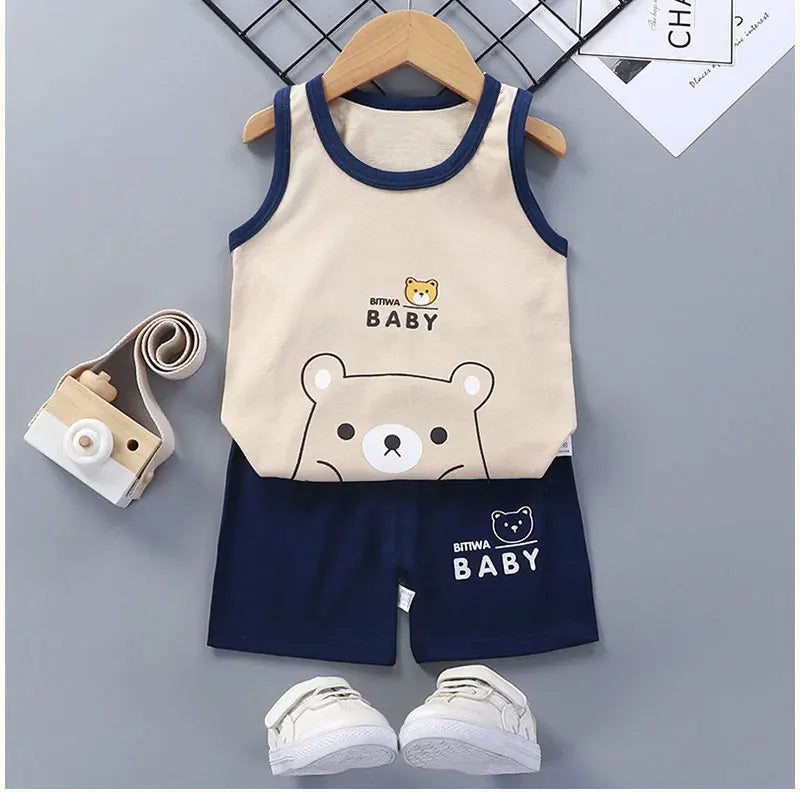 Kids Clothes Boys Girls Vest Suit Children's Clothing baby Cotton T-Shirts Shorts Tank Top Sleeveless