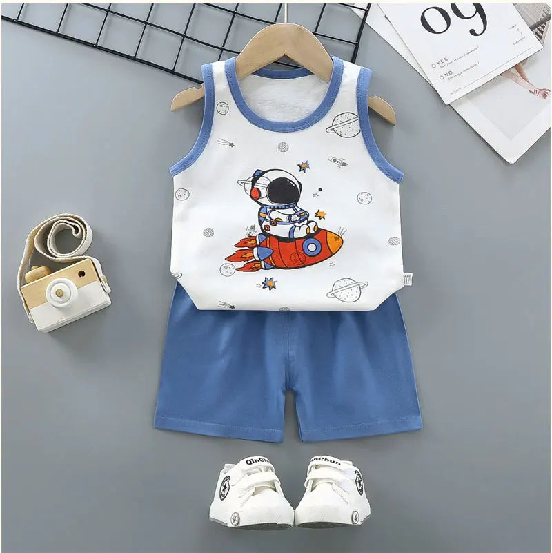 Kids Clothes Boys Girls Vest Suit Children's Clothing baby Cotton T-Shirts Shorts Tank Top Sleeveless